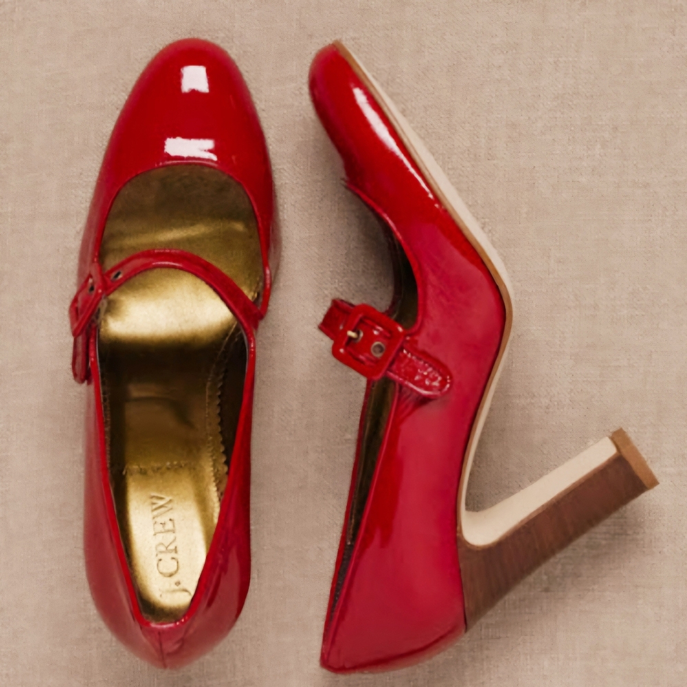 J. CREW 2007 RED ITALIAN PATENT LEATHER MARY JANES - ITEM 88554 NWOT - SIZE 8.5